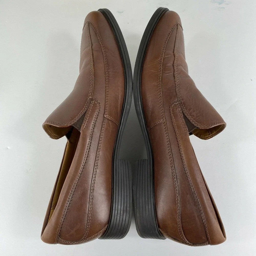 Clarks Tilden Free Slip On Loafers Dark Tan Comfort‎ Shoes Goring Mens Size 11 M